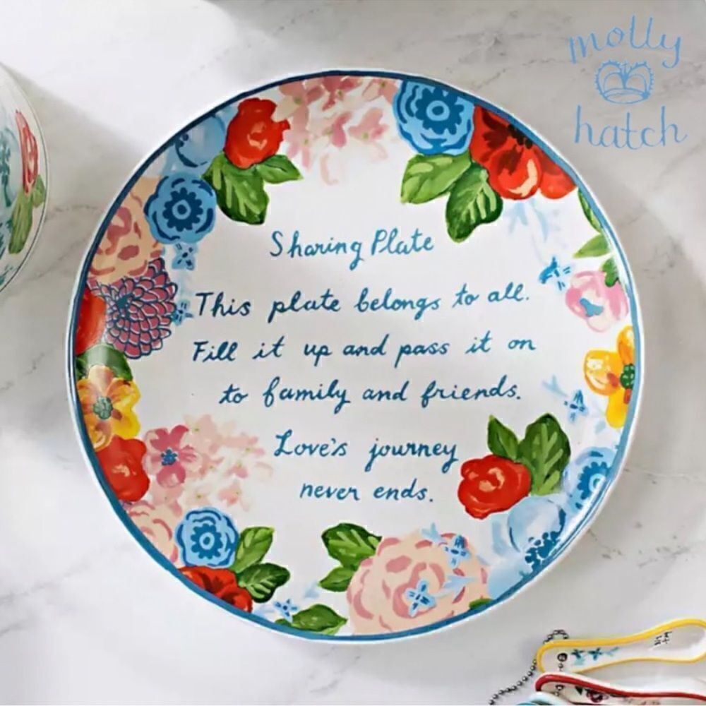 NWT Molly Hatch Sharing Plate 10.5” Ceramic Floral Decorative Plate New in Box